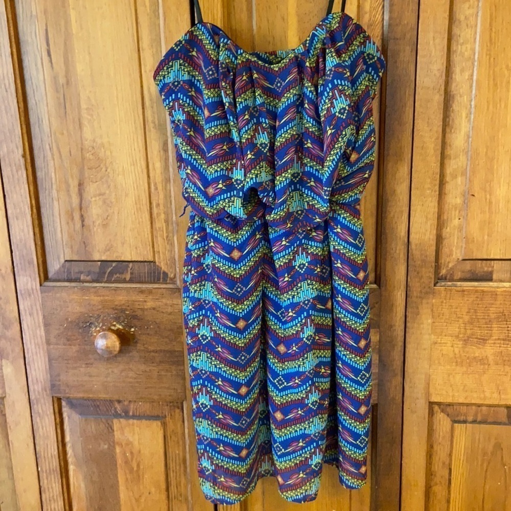 City Triangles Strapless Blouson Dress